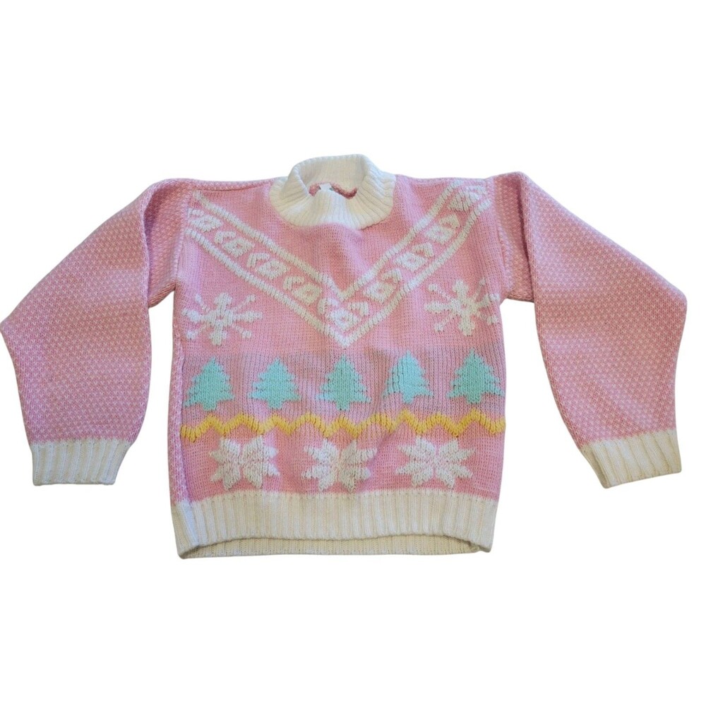 Girls Size 3T The Club House Vintage Sweater Christmas Mock Neck Made In The USA